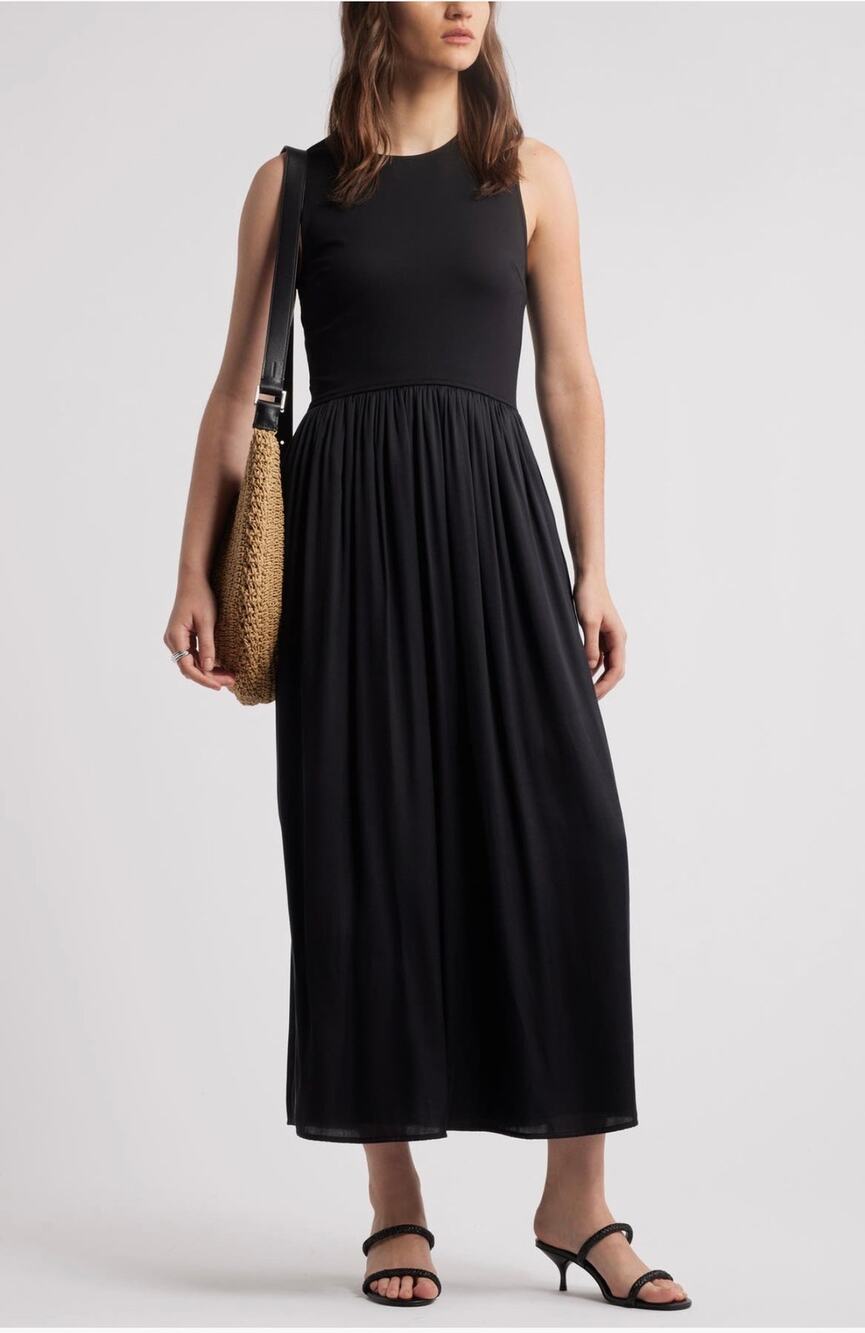 Nordstrom Black Sleeveless Mixed Media Dress - Medium (new)